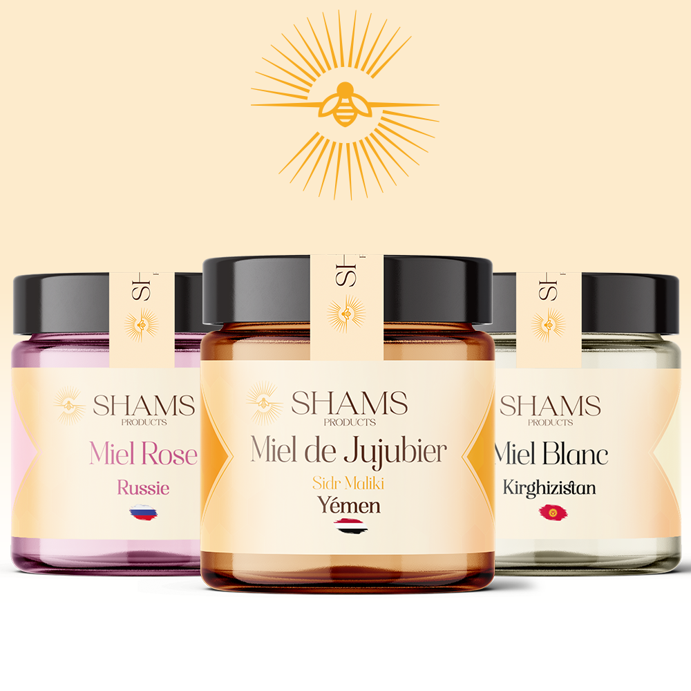 Coffret découverte Miels : Rose, Blanc, Jujubier du Yémen